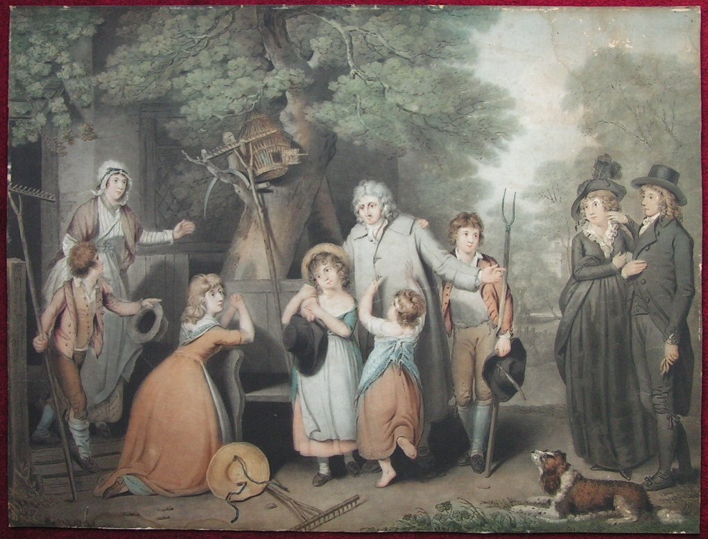 Mezzotint - The Benevolent Heir or Tenant Restored to the Family - Gillbank